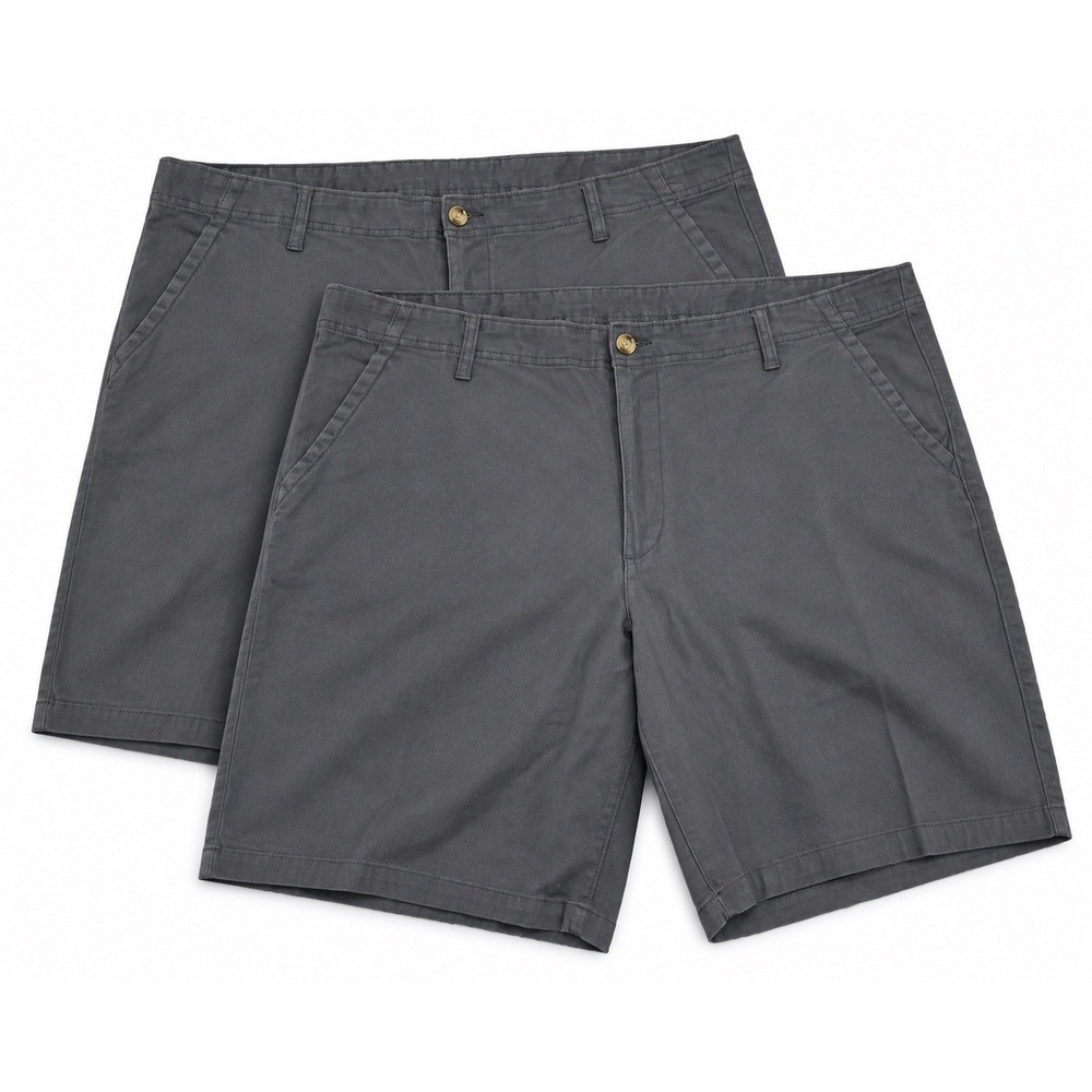Big & Tall Men's Lot 2 Chino Shorts Size 42 Gray 9" Inseam Casual Workwear NWT